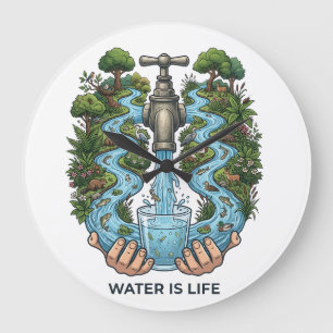Water Is Life Nature Ecosystem Conservation Art Large Clock