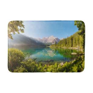 Water Lago di Fusine Mount Gangart Julian Alps Bath Mat
