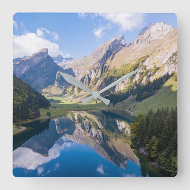 Water | Lake Alpsee Switzerland Square Wall Clock (Front)