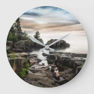 Water   Lake Superior Grand Marais, Minnesota Large Clock