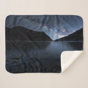 Water Lakeshore at Night Sherpa Blanket