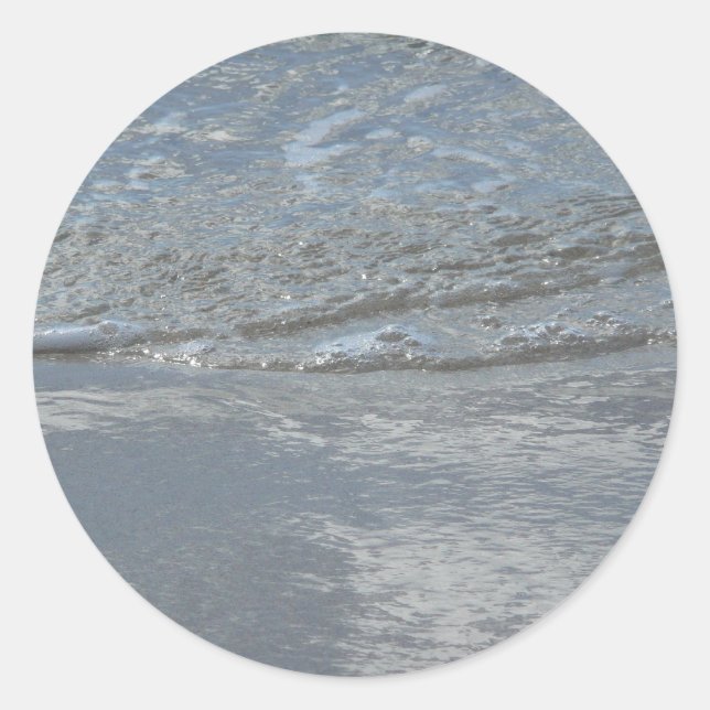 Water Lapping on the Beach Abstract Photography Classic Round Sticker (Front)