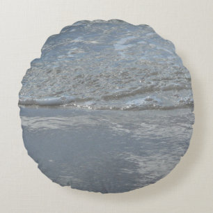 Water Lapping on the Beach Abstract Photography Round Cushion