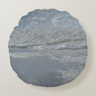 Water Lapping on the Beach Abstract Photography Round Cushion