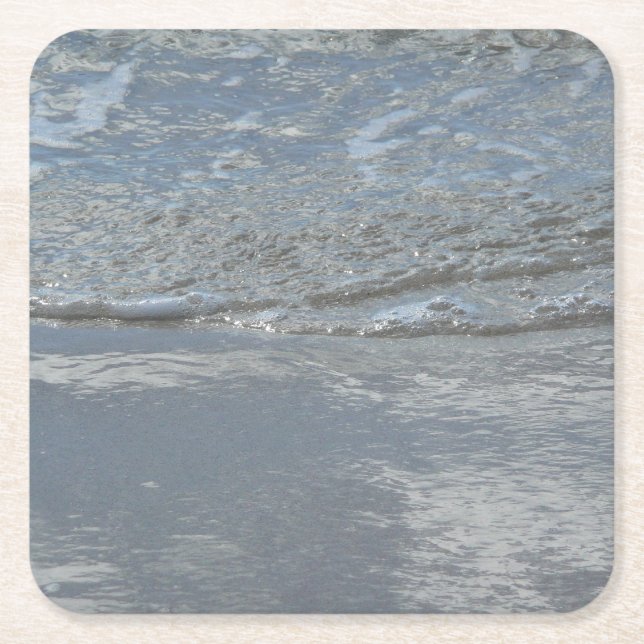Water Lapping on the Beach Abstract Photography Square Paper Coaster (Front)