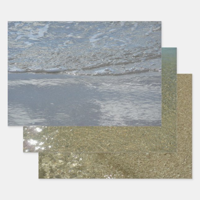 Water Lapping on the Beach Abstract Photography Wrapping Paper Sheet (Set)
