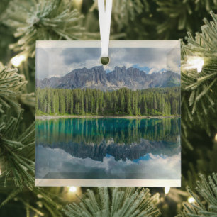 Water   Latemar Mountain Range Glass Tree Decoration