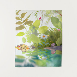 Water Leaves Calm Tranquil Nature Peaceful Season Tapestry