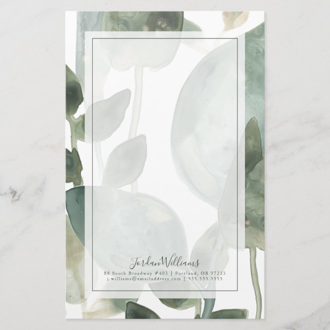 Water Leaves - Watercolor Stationery (Front)