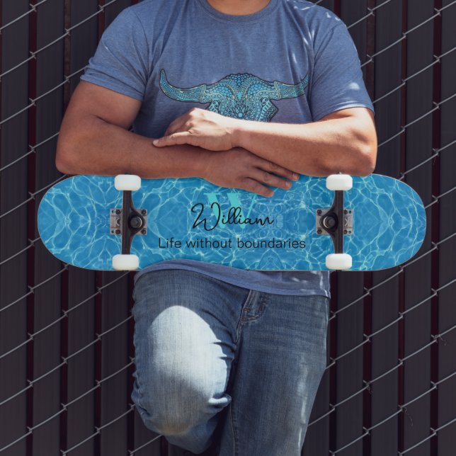 Water Life Blue Modern Nature Expressions Skateboard (Outdoor 3)