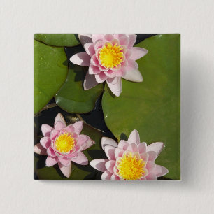 Water lilies 15 cm square badge