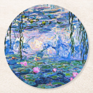 Water Lilies, 1919, by Claude Monet, Round Paper Coaster