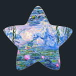 Water Lilies, 1919, by Claude Monet, Star Sticker<br><div class="desc">Water Lilies,  1919 famous painting by Claude Monet,  with colour coordinated solid colours pinkish-purple and Monet blue,  ready to mix and match.</div>