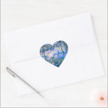 Water Lilies, 1919, Claude Monet,  Heart Sticker<br><div class="desc">Water Lilies,  1919 famous painting by Claude Monet,  with colour coordinated solid colours pinkish-purple and Monet blue,  ready to mix and match.</div>