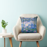 Water Lilies, 1919, Monet painting Cushion<br><div class="desc">Water Lilies,  1919 famous painting by Claude Monet,  with colour coordinated solid colours pinkish-purple and Monet blue,  ready to mix and match.</div>