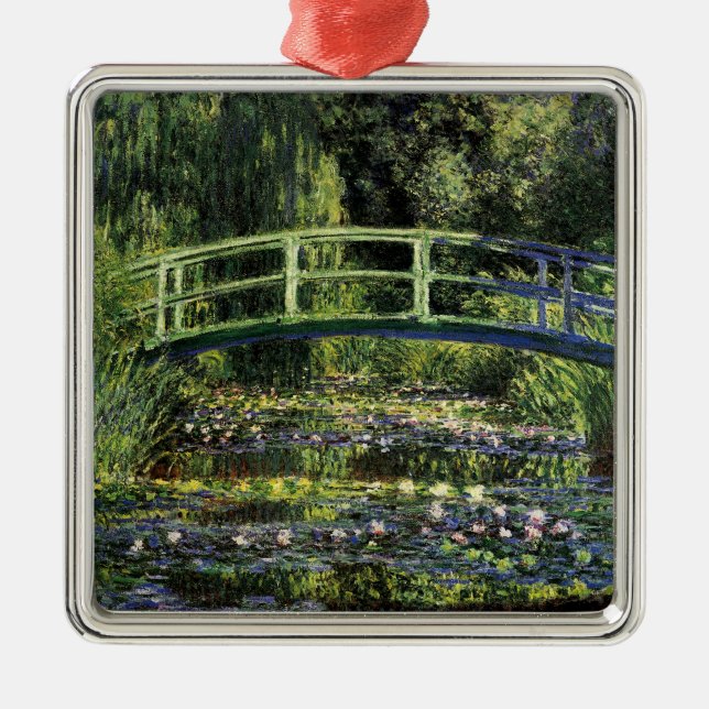 Water Lilies and Japanese Bridge Metal Tree Decoration (Front)