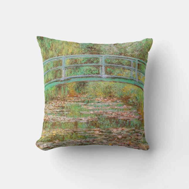Water Lilies and Japanese Bridge Monet Fine Art Cushion (Front)