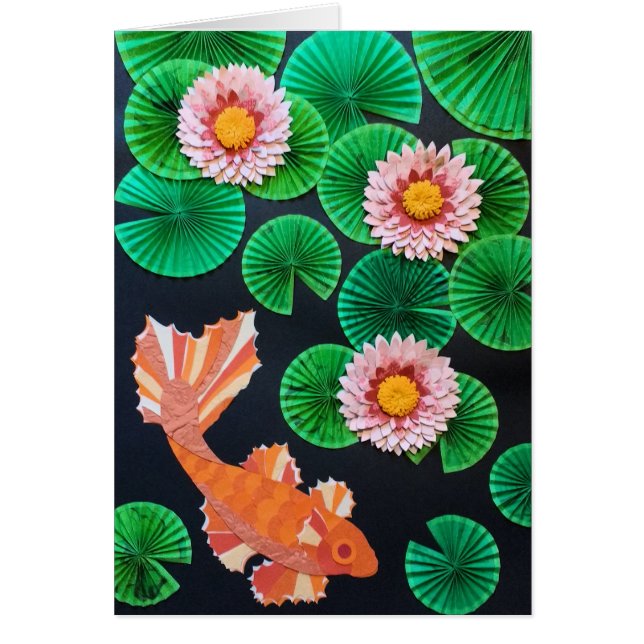 Water Lilies and Koi Fish Card (Front)