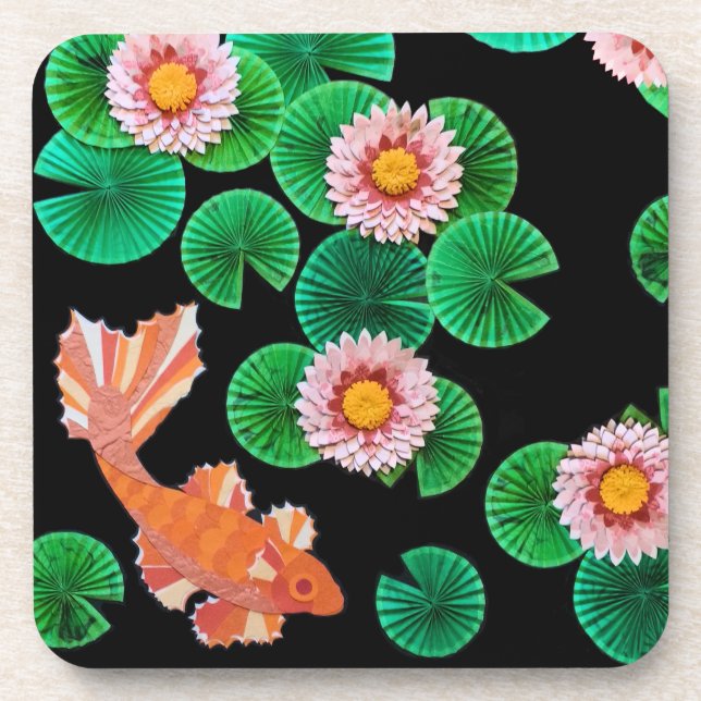 Water Lilies and Koi Fish Coasters (Front)