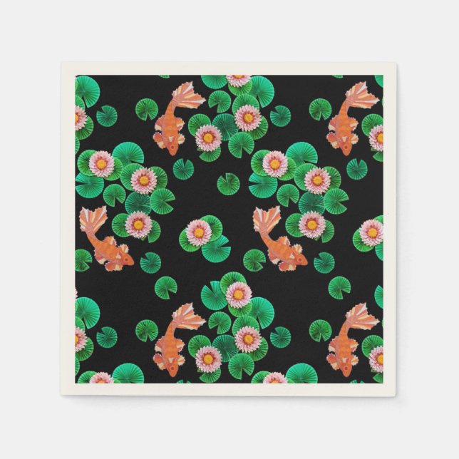Water Lilies and Koi Fish Napkins (Front)