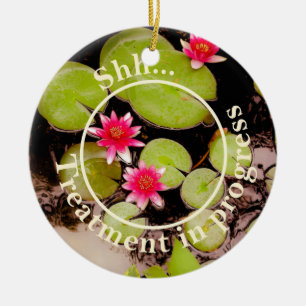 Water lilies and koi pond ceramic tree decoration