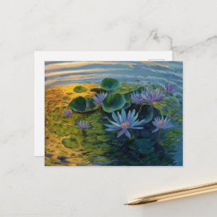 Water Lilies Blue & Purple by Claude Monet, Sunset Postcard