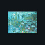 Water Lilies (by Claude Monet, 1915) Canvas Print<br><div class="desc">This design features a painting by French impressionist artist Claude Monet (1840–1926). It shows the an attractive arrangement of flowering water lilies on the pond at his home in Giverny, northern France. The lilies are painting in beautiful shades of turquoise and green. The original work was completed in 1915, and...</div>