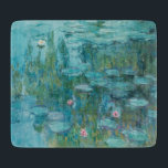Water Lilies (by Claude Monet, 1915) Cutting Board<br><div class="desc">This design features a painting by French impressionist artist Claude Monet (1840–1926). It shows the an attractive arrangement of flowering water lilies on the pond at his home in Giverny, northern France. The lilies are painting in beautiful shades of turquoise and green. The original work was completed in 1915, and...</div>