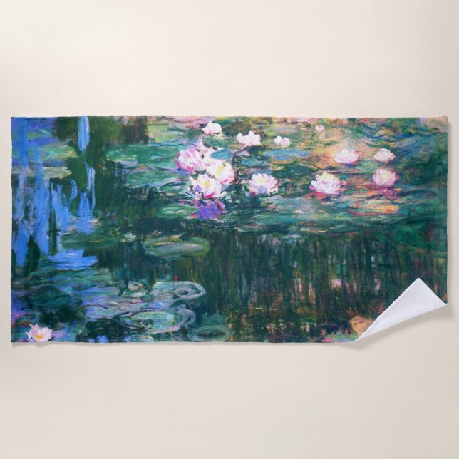 Water Lilies by Claude Monet Beach Towel (Front)