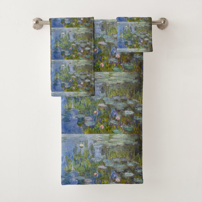 Water Lilies by Claude Monet Classic Impressionist Bath Towel Set (Insitu)