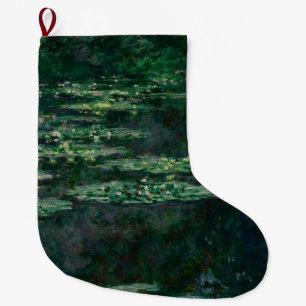 Water Lilies (by Claude Monet) Large Christmas Stocking
