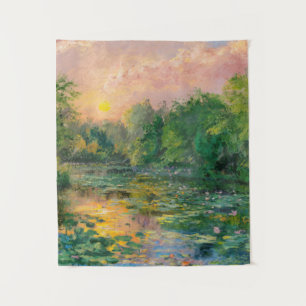 Water Lilies by Claude Monet, Sunset, Colourful Tapestry
