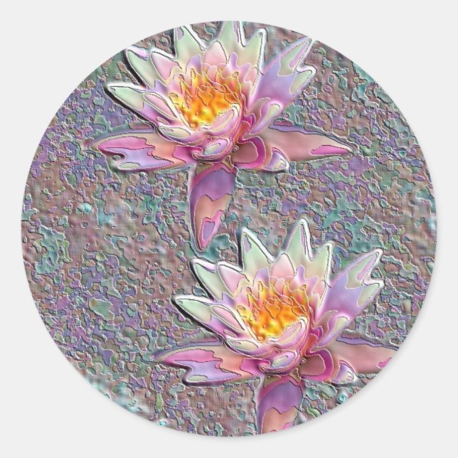 Water Lilies Classic Round Sticker (Front)