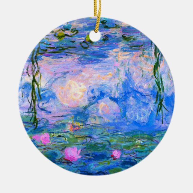 Water Lilies Claude Monet Restored Ceramic Tree Decoration (Front)