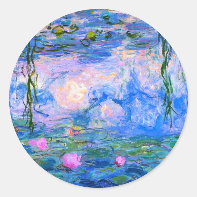 Water Lilies Claude Monet Restored Classic Round Sticker (Front)