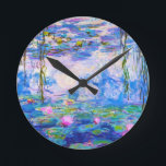 Water Lilies Claude Monet Round Clock<br><div class="desc">Water Lilies Claude Monet cool,  old,  master,  masterpiece,  fine,  retored,  impressionism,  paint,  painting,  vibrant,  saturated,  colour,  beautiful,  nice,  quality,  high,  resolution,  landscape,  scenery,  post,  decoration,  colours,  paris,  france,  renewed best,  seller,  colourful, cheap</div>
