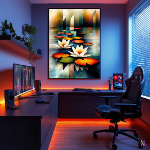 Water Lilies - Cubist Minimalist Vision Poster