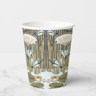 Water Lilies,Dragonflies,Marsh Art Nouveau Paper Cups