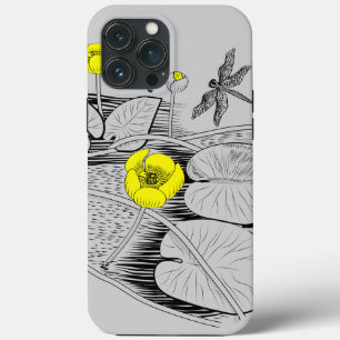 Water lilies engraving iPhone 13 pro max case