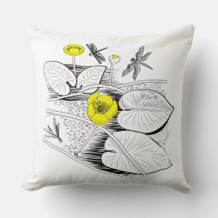 Water-lilies engraving cushion