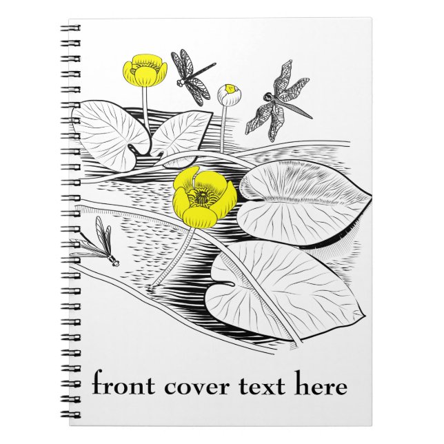 Water lilies engraving spiral notebook (Front)