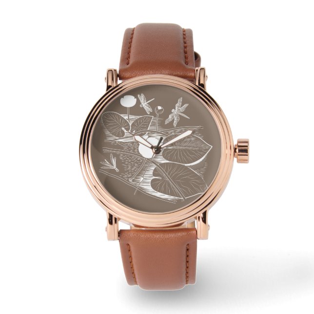 Water-lilies engraving watch (Front)