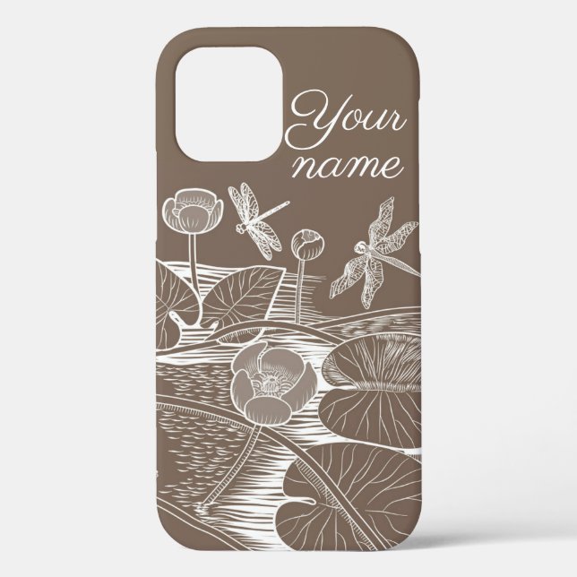 Water-lilies graphic brown Case-Mate iPhone case (Back)