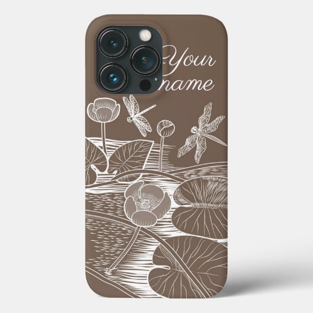 Water-lilies graphic brown Case-Mate iPhone case (Back)
