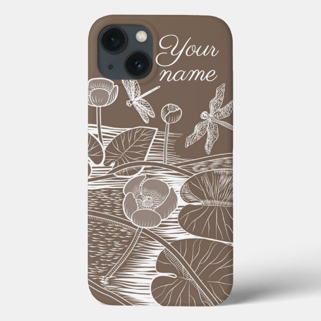 Water-lilies graphic brown Case-Mate iPhone case (Back)