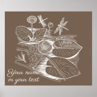 Water-lilies graphic brown