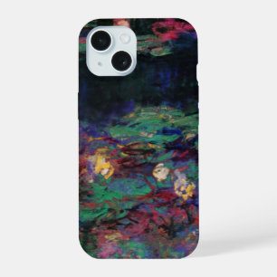 WATER LILIES GREEN POND Claude Monet Dark Floral iPhone 15 Case