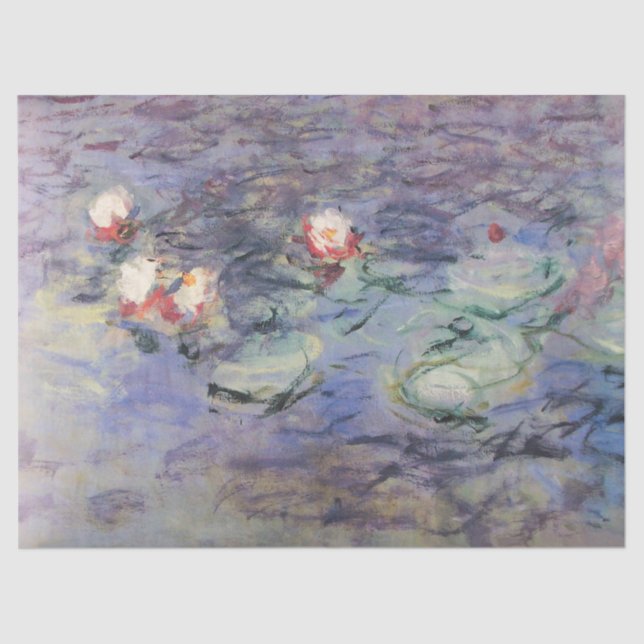 WATER LILIES IN PINK BLUE POND by Claude Monet  Tissue Paper (Front)