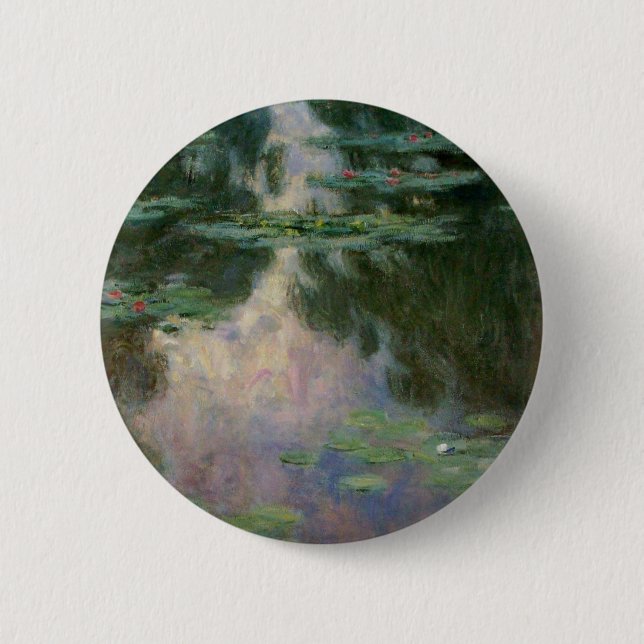WATER LILIES IN PINK GREEN POND by Claude Monet  6 Cm Round Badge (Front)