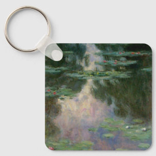 WATER LILIES IN PINK GREEN POND by Claude Monet  Key Ring